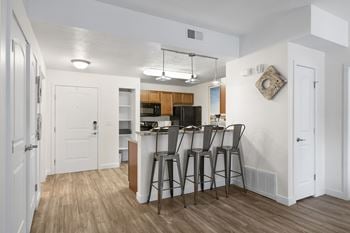 Kitchen with bar area